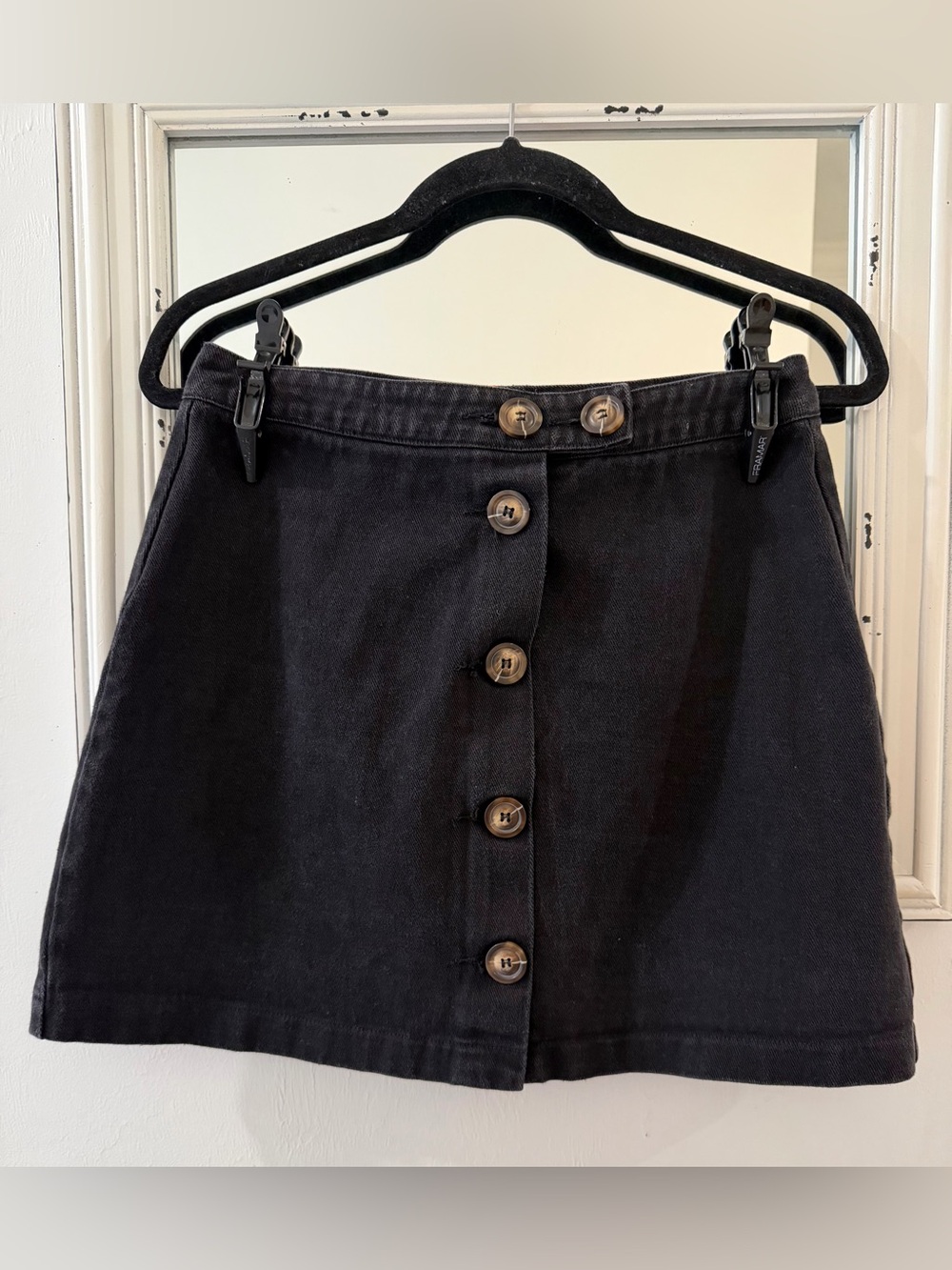 Chelsea & Violet Denim Button Front Mini Skirt